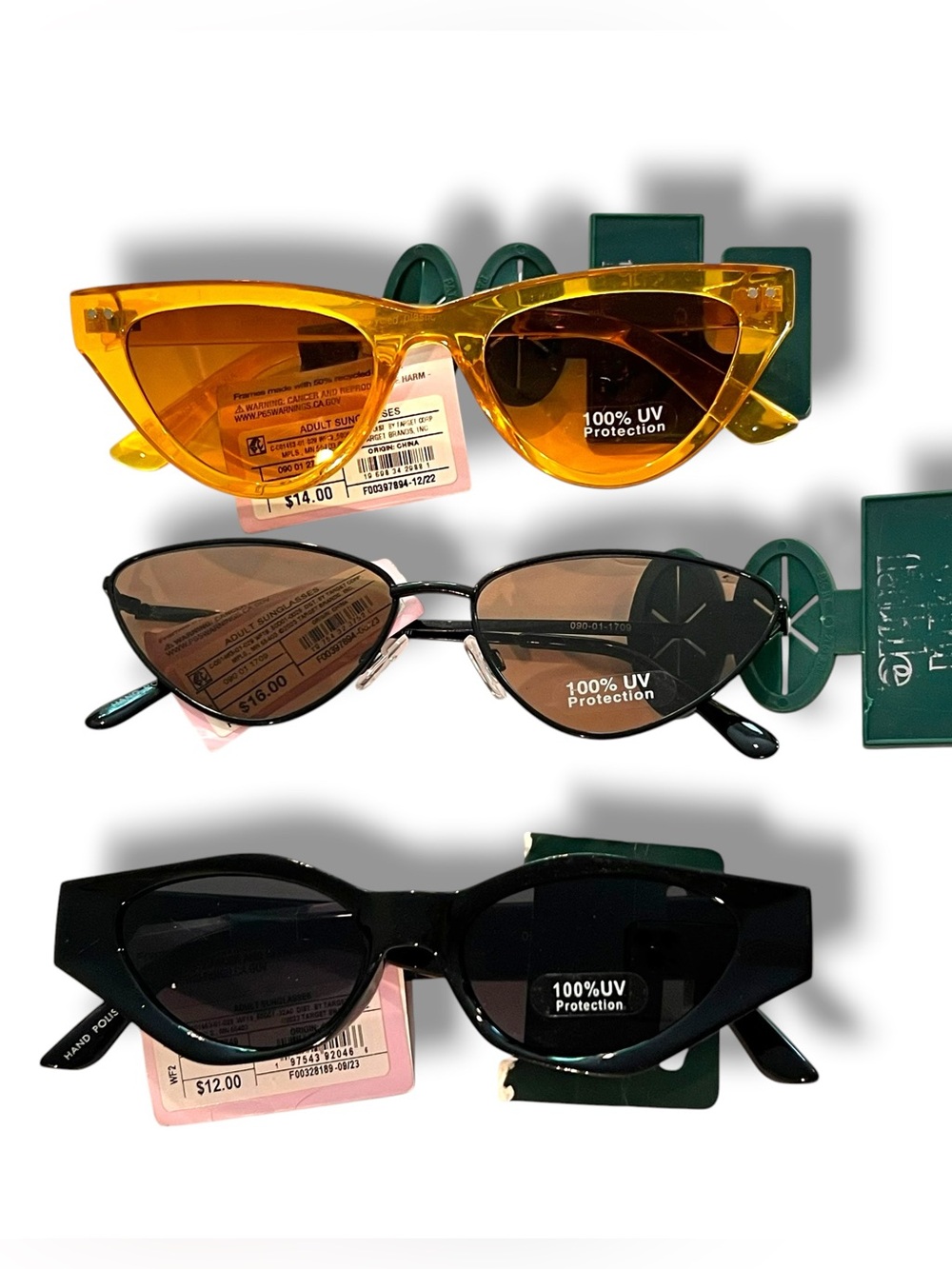 Set Of 3 Sunglasses Golden, Black Pairs NEW W Tags Wild Fable Cat Eye D-5